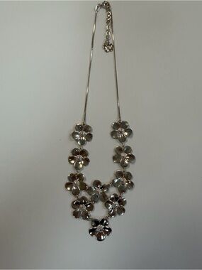 Sterling Silver Paola Valentino Dogwood Poppy Flower Layered Necklace